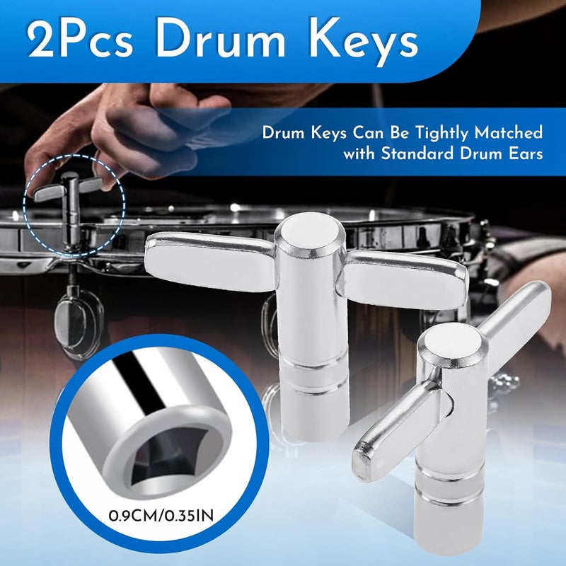 DRELD Drum Key Drill Bit Drum Tuning Key, 2 Standard Square Lug Drum Tuning Keys, 1 Fast Rotary Tuning Key Wrench Drum Key, 1 Blue Universal Drum Key Tuner Tool Kit for All Drummers - Image 3